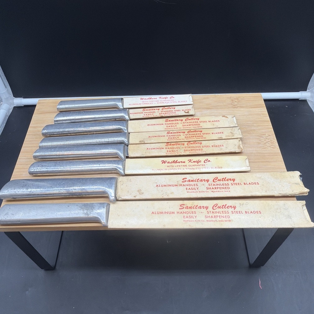 Vintage Set of Washburn Knife Co. Sanitary Cutlery, Set Of 8